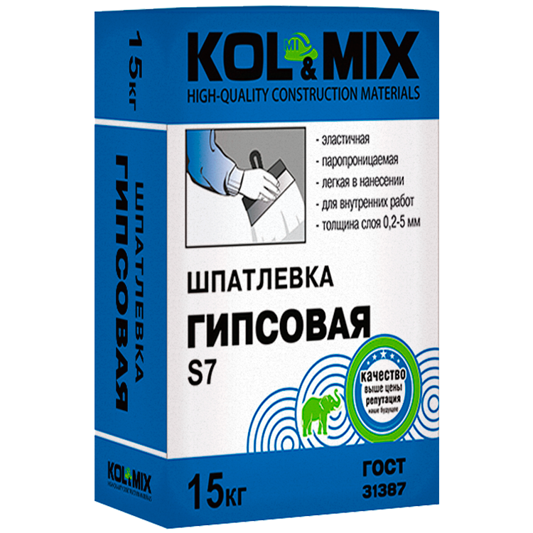 ШПАТЛЕВКА ГИПСОВАЯ S7 KOL&MIX 15кг